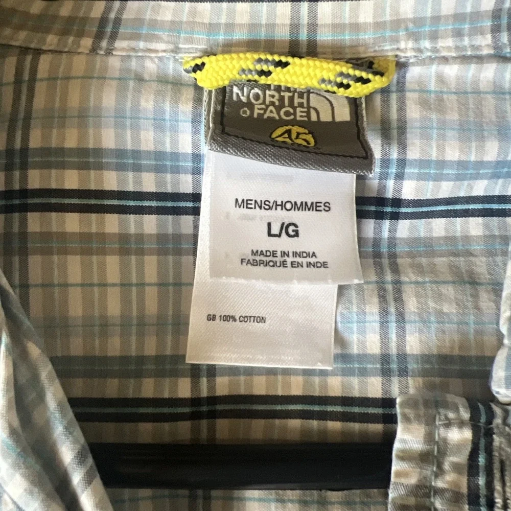 North Face Men's Dress Shirt Check Size Large Blue White‎